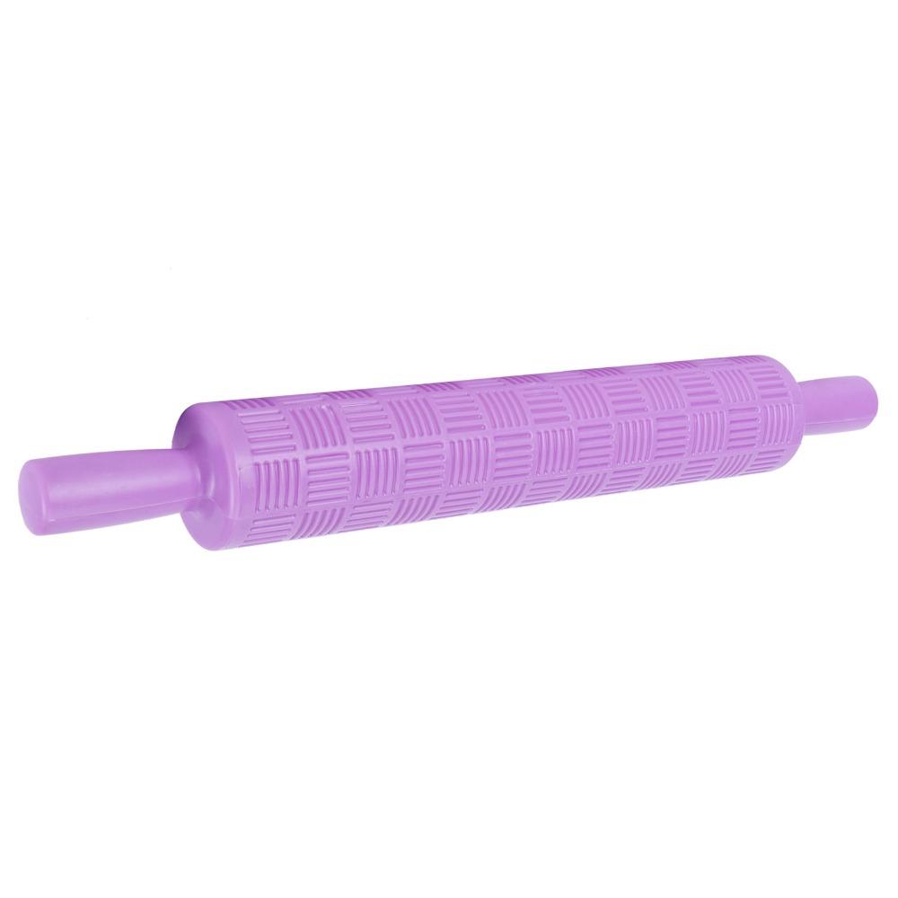 PP Embossing Rolling Pin 3D Pattern Non-Stick Pattern Rolling Pin Twin Handles Horizontal Stripe Willow Leaf Cookie Rolling Pin