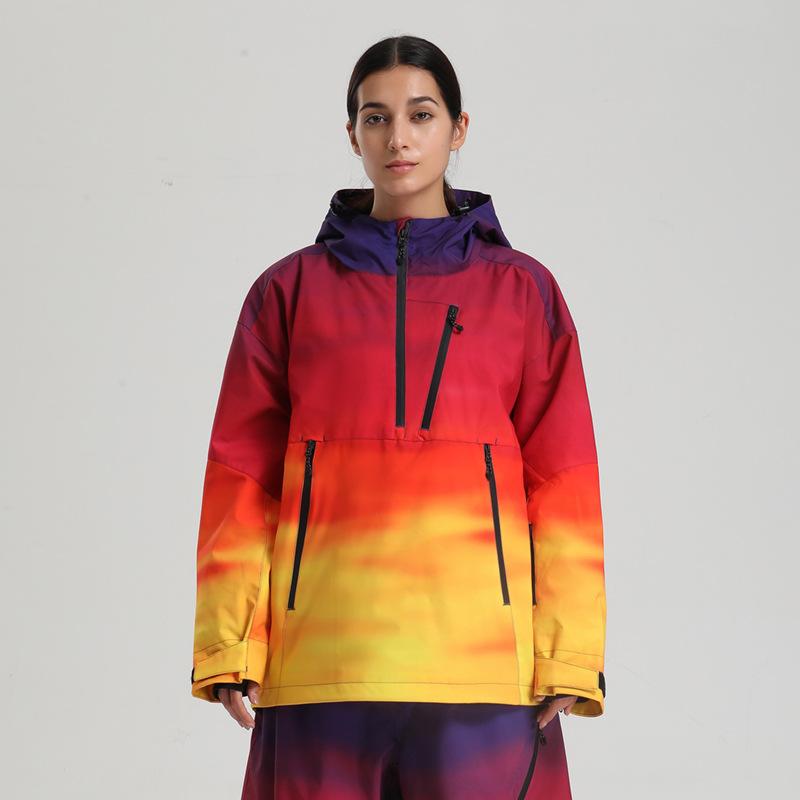 Men's and Women's Pullover Ski Jacket Snowboard Coat Waterproof Winter Baggy Snow Jackets with Hood Windproof Warm Insulation Outdoor Skiing Jackets