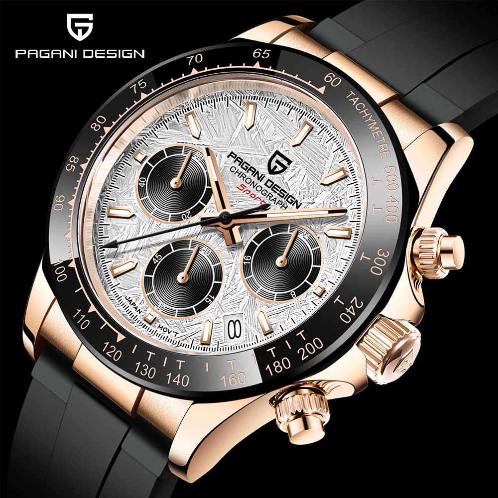 Pagani Design SEIKO Quartz Daytona with Ceramic Dress Stainless Steel Sapphire PAGANI DESIGN Men's Watch, Japanese-made Movement, Chronograph, Case,