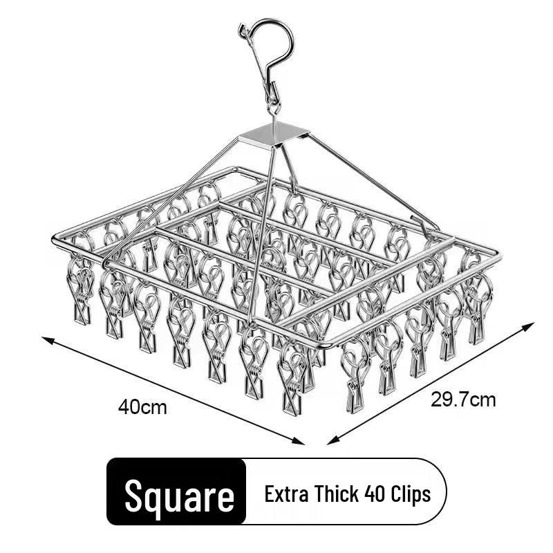 Wielofunkcyjny stojak do suszenia ubrań ze stali nierdzewnej z 20 klipsami do akademików i domów