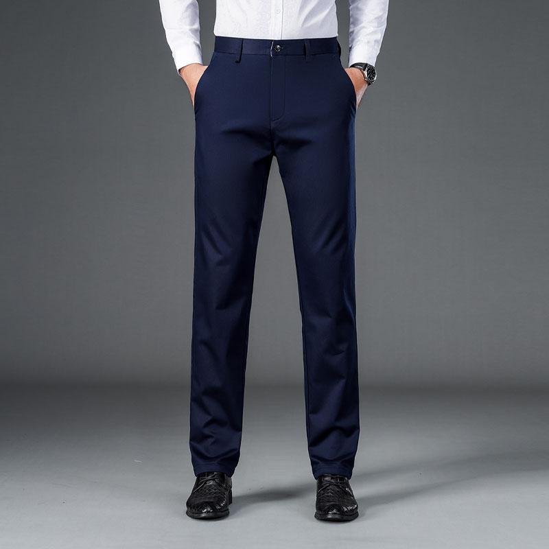Men's Lightweight Business Casual Pants with Micro Elasticitymen's Quick Drying Pantsnew Straight Leg Office Black Deep Bluepant