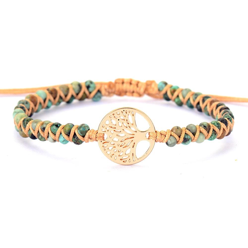 Tree of Life African Pine Natural Stone Beaded Handwoven Yoga Friendship Lover Bracelet