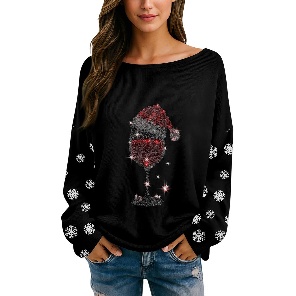 Womens  Fall Sweaters Long Sleeve Print Tops Pullover Sweaters Loose Dressy Casual Basic Clothes