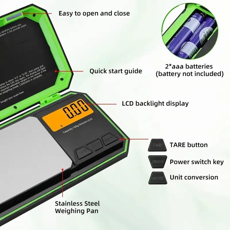High Precision Professional Digital Milligram Scale 200g/0.01g Portable Jewelry Gram Scale Digital Food Scale LCD Display One-Touch Conversion 6 Units