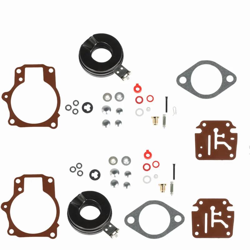 Set of 2 Carburetor Carb Rebuild Kit W Float For Johnson Evinrude 50 55 60 HP