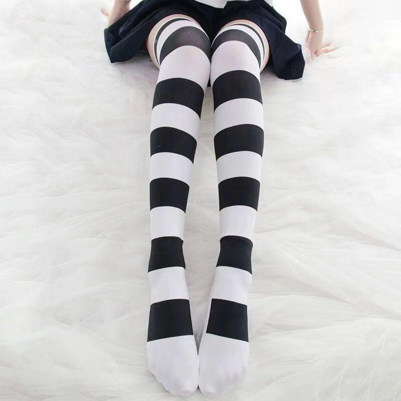 High, Horizontal Striped, Cat-paw, Cute Long, Over-the-knee Socks for Student Girls In A College Style