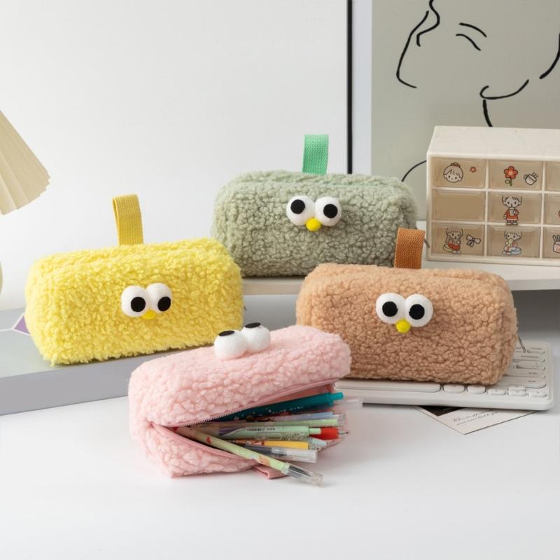 Cartoon Furry Pencil Pouches Plush Pen Pencil Storage Bag Pen Organizers Large Capacity Pencil Bag Travel Makeup Bag