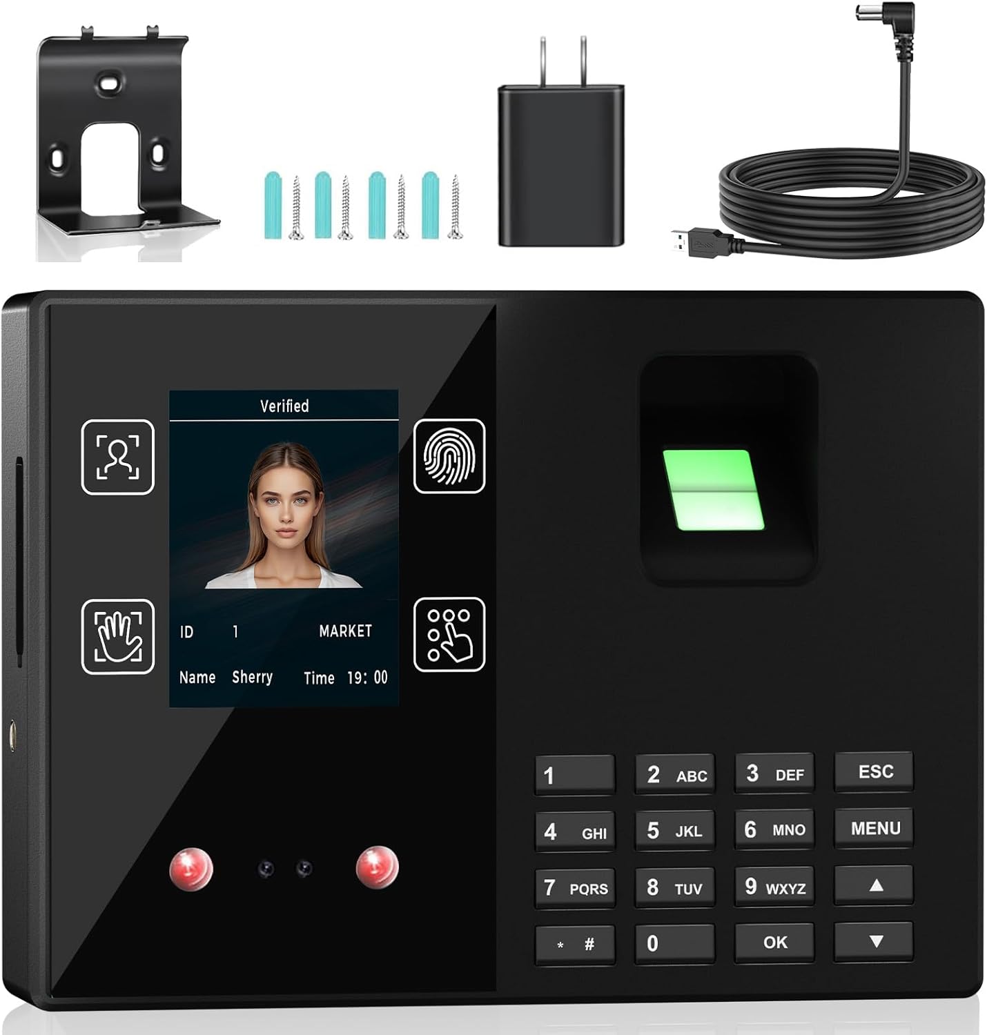 Employee Time and Attendance Machine, Supports Facial/Fingerprint/Palm/Password Recognition