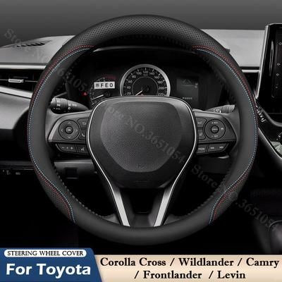 For Toyota Corolla Cross Wildlander Camry Frontlander Levin Steering Wheel Cover Breathable Leather Auto Interior Handle Covers