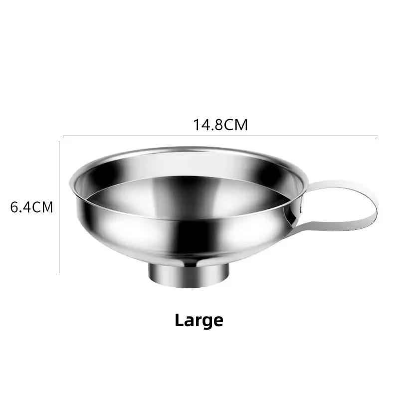 Stainless Steel Wide Mouth Canning Funnel Salad Dressing Liquid Funnel Hopper Filter Oil Funnel Kitchen Strainer Tools Gadgets
