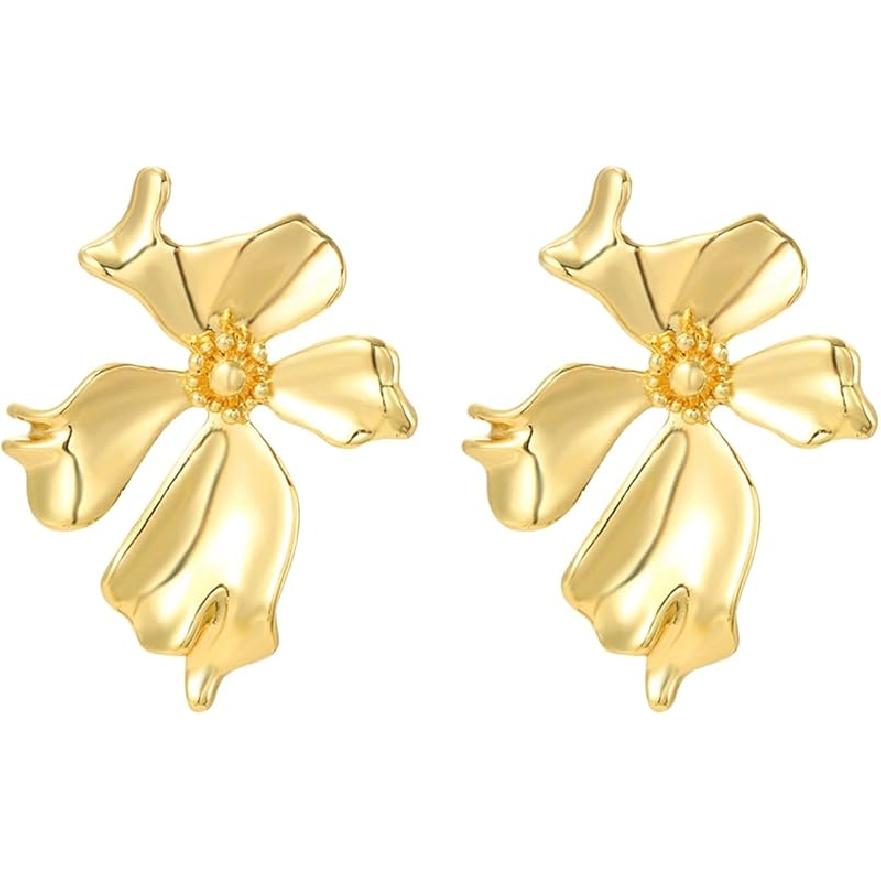 Dainty Flower Stud Earrings for Women Gold Flower Earrings Pearl Flower Floral Earrings Birthday Party Jewelry Gifts for Women B