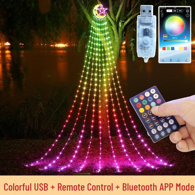 LED Moon Star Waterfall String Lights