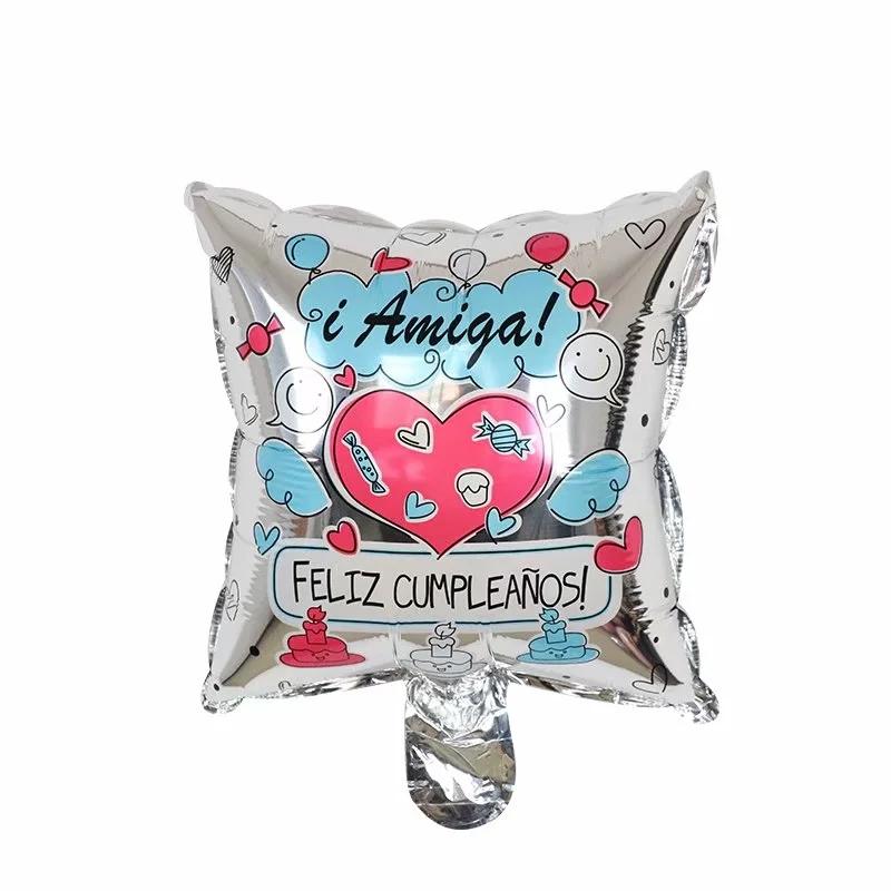 10Pcs Feliz Cumpleaños Día AIr Globos 10inch Colorful Mini Spanish Happy Birthday Foil Balloons Home Party Decorations Kids Gift