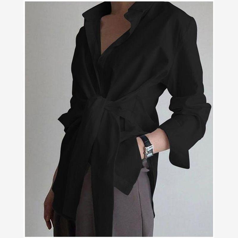 Lace-up Waist-Controlled Classy Stylish Shirt White Shirt Women's Long Sleeve White Shirt Lady