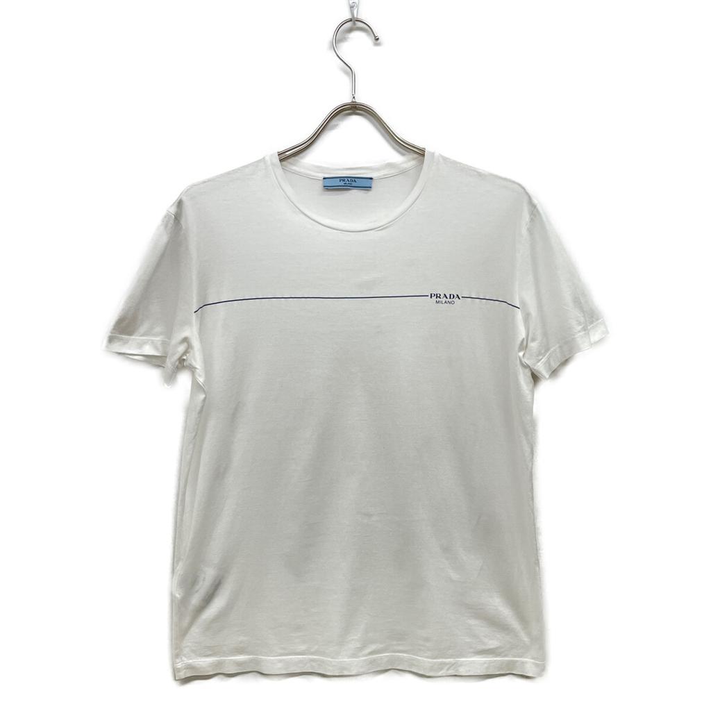 Prada 19Stainless Steel White 39507 Cotton Logo T-Shirt Tops 42 whiteUsed