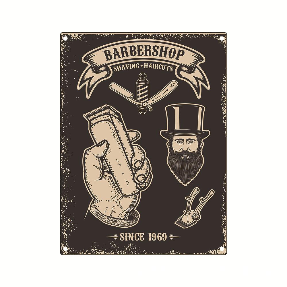 Barbershop Poster Beauty Salon Metal Tin Sign Scissors Tool Seat Iron Plate Painting Hair Dryer Barber Shop Wall Decor Plaque
