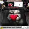 Romantic and Loving Cat 3D Print Bedding Set Breathable Duvet Set Cover King Queen Twin Single Size for Bithday Gift Room Decor