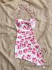 2026 European & American Women's Floral Asymmetrical Strapless Camisole Summer Dress