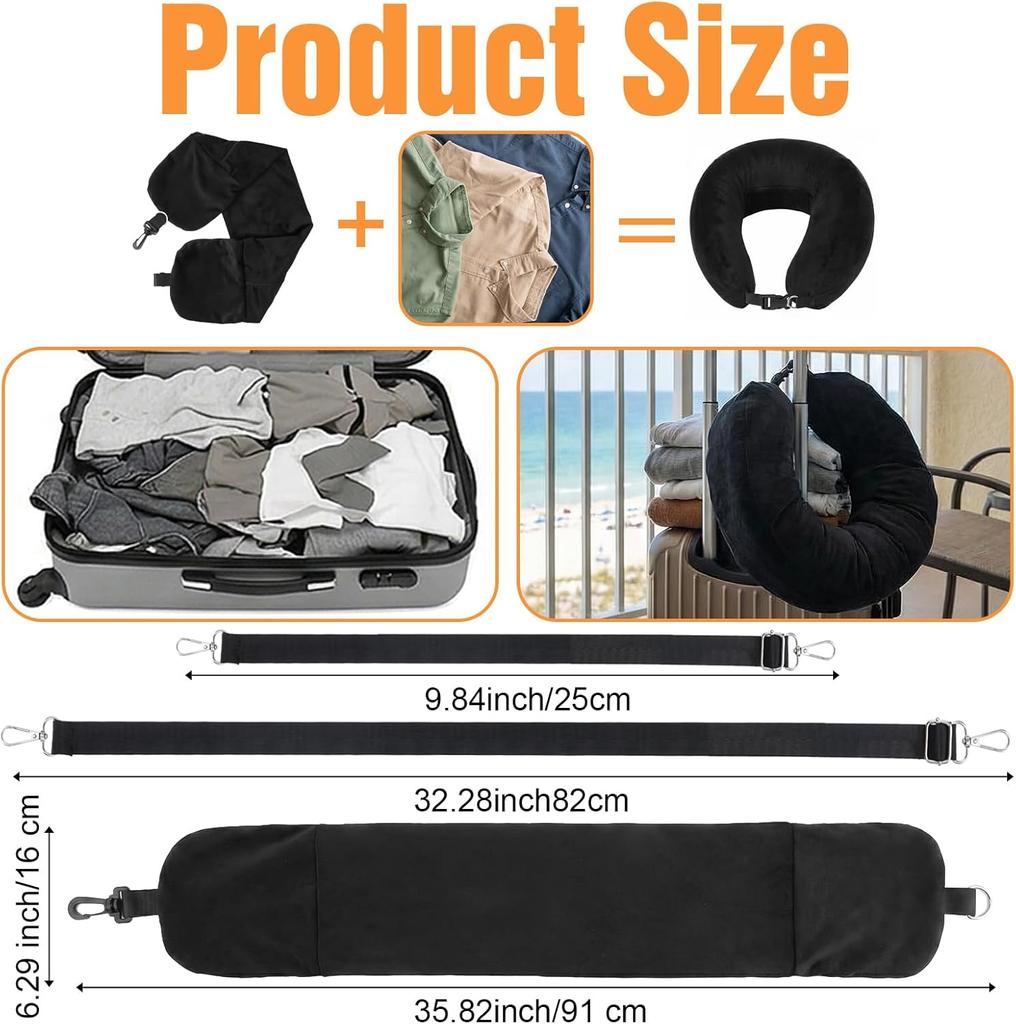 Fillable Travel Neck Pillow, Can Hold Clothes, Pillowcase Storage, Lycra Fabric, Portable Travel Bag Pillow