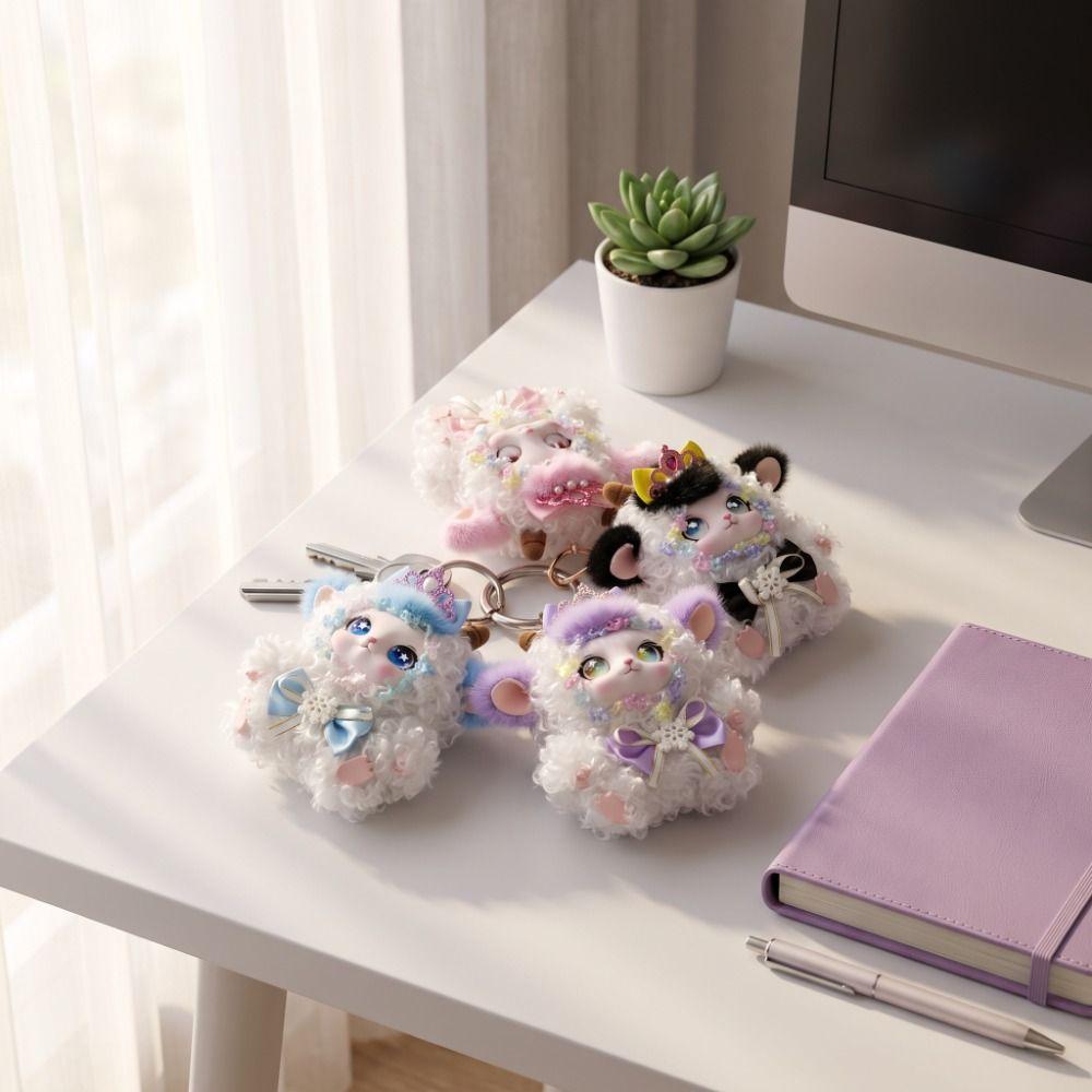 Ornaments Curly Lamb Keychain Kawaii Plush Doll Pendant Plush Sheep Pendant Bag Key Decor