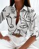Fashion 2026 Women Long Sleeve Tops European American Printed for Spring Autumn