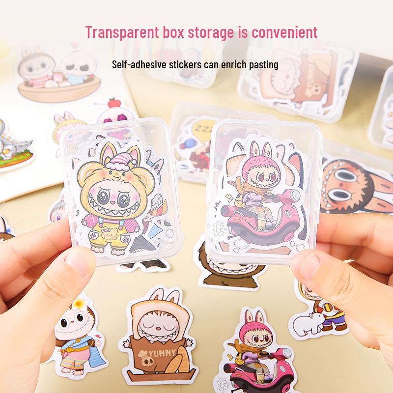 Boxed Labubu Stickers - 12 Sheets for Elementary School and Kindergarten Students