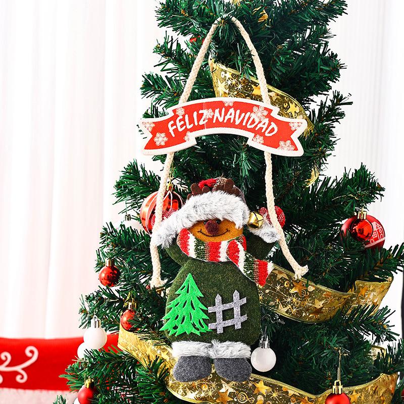 Christmas KT Board Fabric Hand-raising Doll Pendant Santa Claus Scene Layout Alphabet Tree Pendant