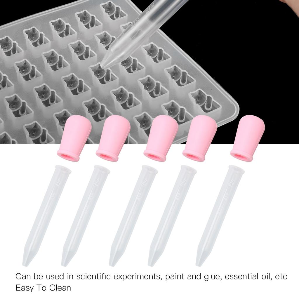 5pcs Liquid Dropper Silicone Jewelry DIY Dropper Transfer Pipettes for Epoxy Resin Laboratory ExperimentPink