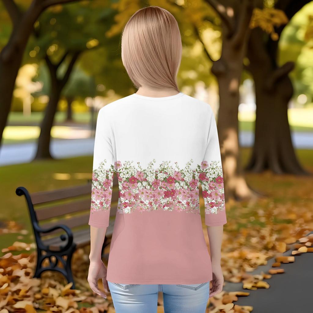 Kinder-T-Shirt mit 3/4-Ärmeln, bedrucktem O-Ausschnitt und Freizeitmotiv für jeden Tag