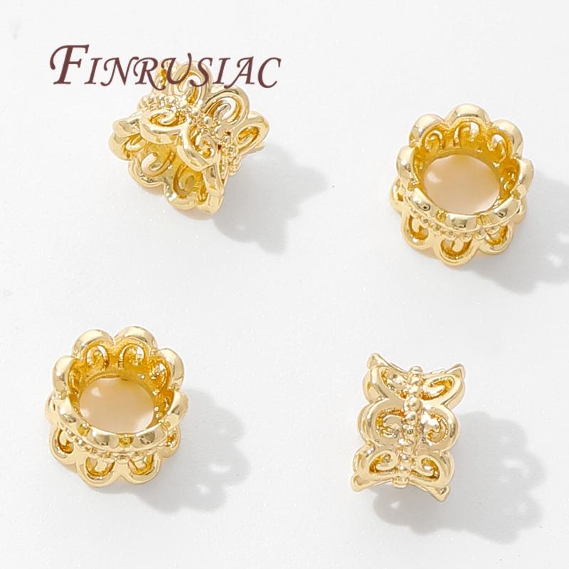 18K Gold Plated Beads with Large Hole,Beads For Bracelets Accessories,Separator For Beads,Supplies For Jewelry DIY Findings