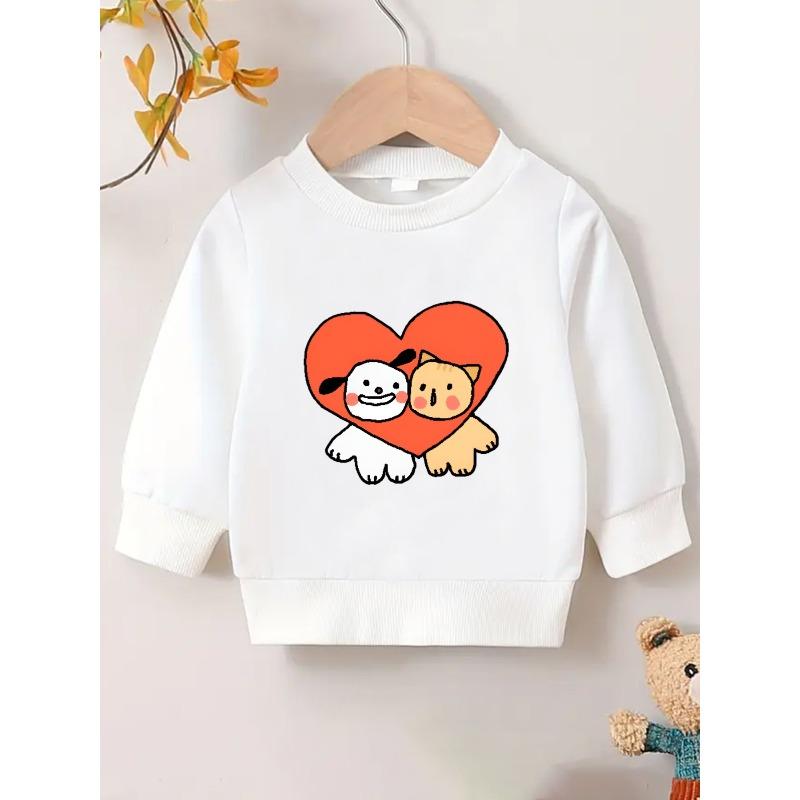 European sizes Cute Cartoon Animal Print Hoodie For 0-3 Year Old Baby Kids | Thin, Comfortable, Long Sleeve, Crew Neck, Suitable For Outdoor Wear