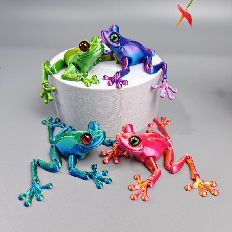 Realistic 3D Frog Toy with Movable Joints - Desktop Ornament and Gift Collection