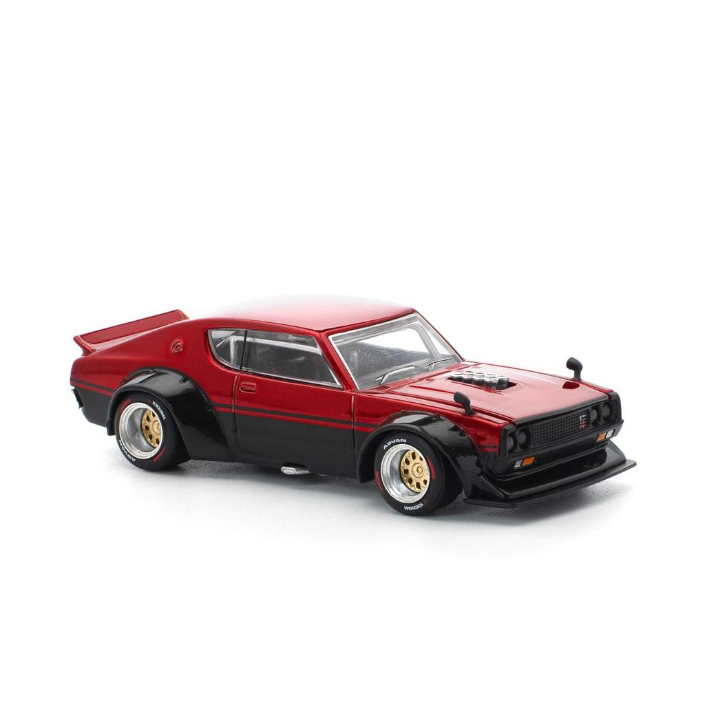 Genesis Company POP RACE 1/64 KPGC110 Kenmeri Black Red Fat Five Racing Diecast Model Car PR640266