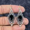 Black Spinel Gemstone Handmade 925 Sterling Silver Jewelry Earring 2.21" M-3289