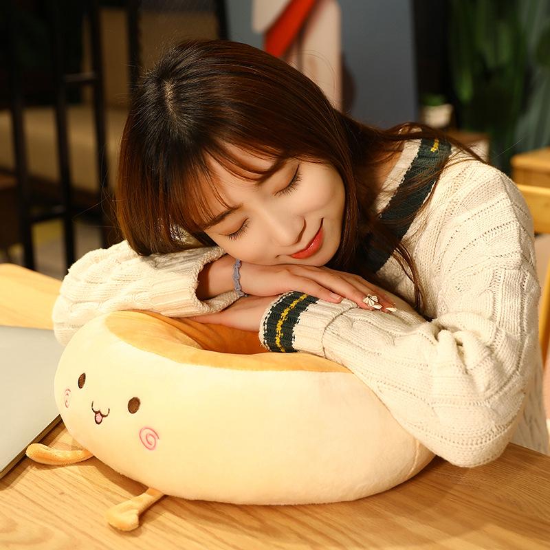 Soft and Comfortable Cartoon Cushion Round Hole Bread-shaped Thigh Support Pillow
