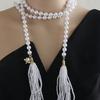 Imitation Pearls Bead Necklace Tassels Choker Elegant Fringes Neckchain Ornament