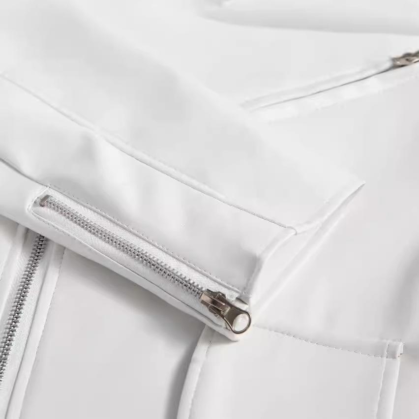 Men's White PU Leather Jacket - Stylish & Trendy Design