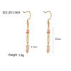 European and American Multicolor Natural Stone & Seed Bead Tassel Earrings, Stainless Steel Women's Accessory