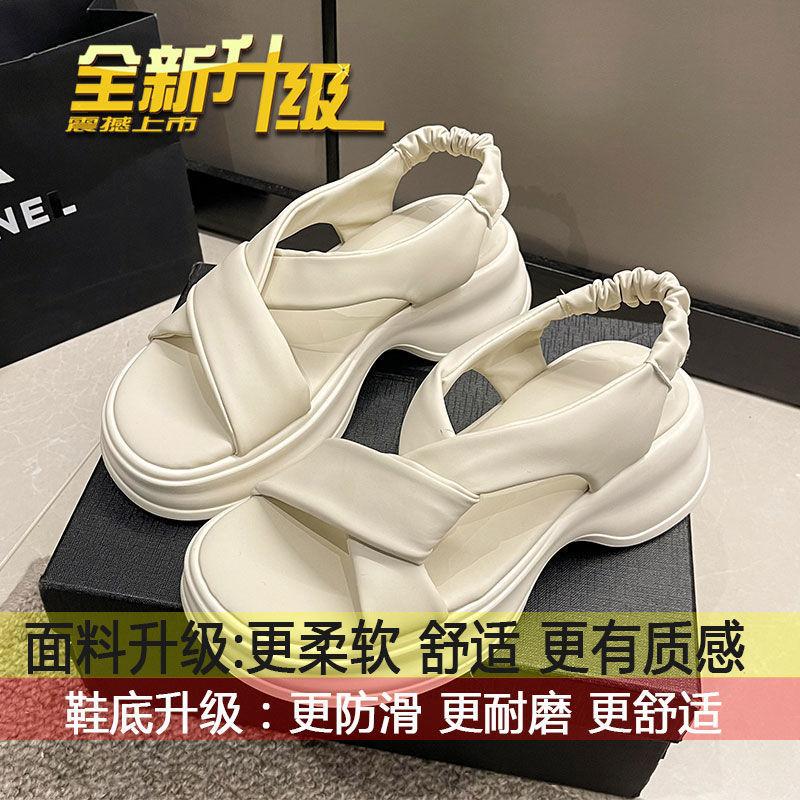 Sandals women's new summer 2025 outer wear open-toe simple cross-strap comfortable platform Roman sandals are niche for women