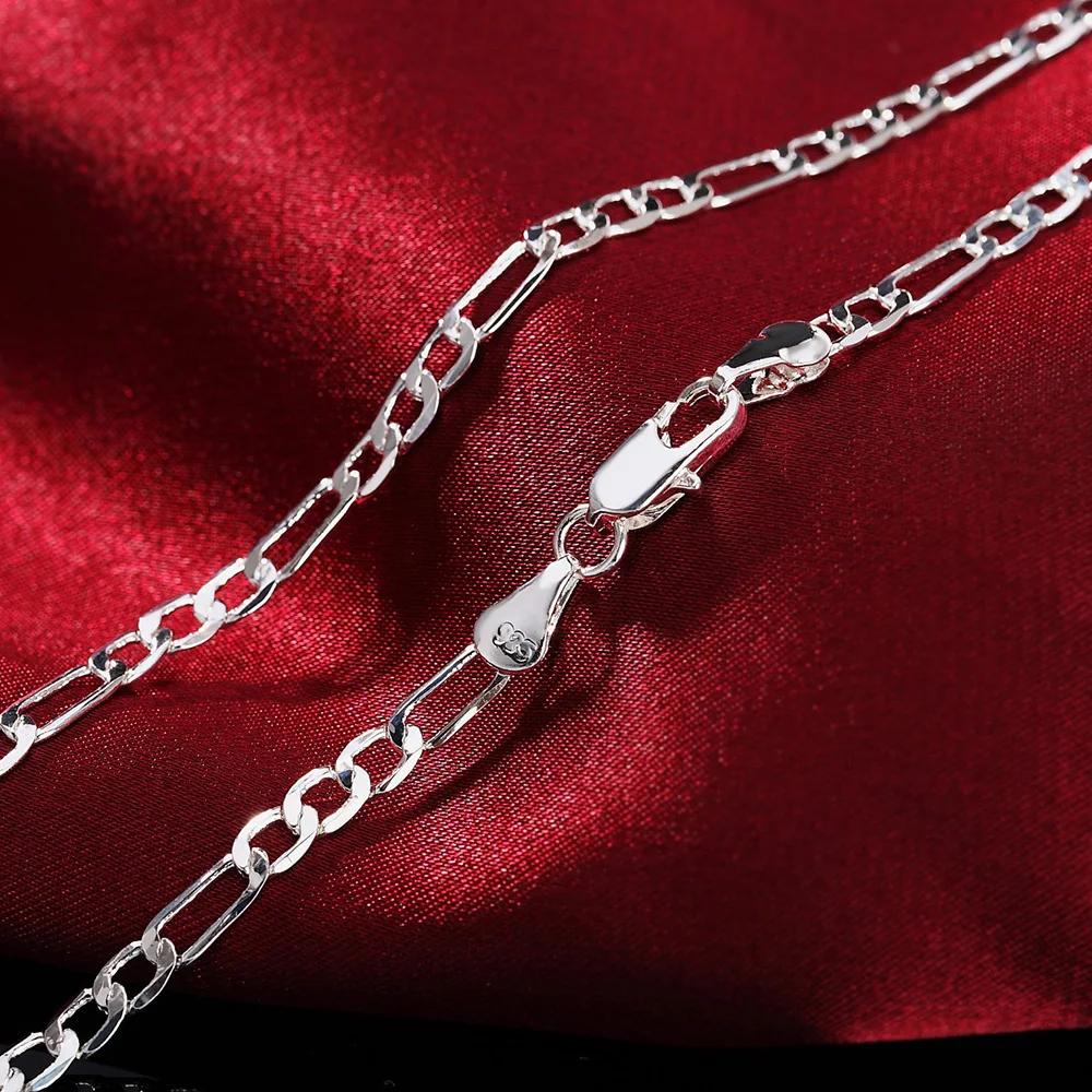 40-75cm 925 Sterling Silver 16-30 Inches Fine 4mm Chain Necklaces For Women Fashion Jewelry