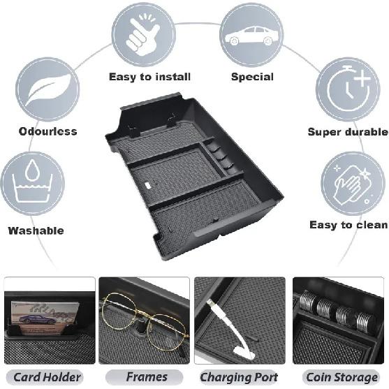 For   2024 2025 Toyota Tundra Center Console Organizer Tray Armrest Storage Box Interior Car Storage Tray Accessories