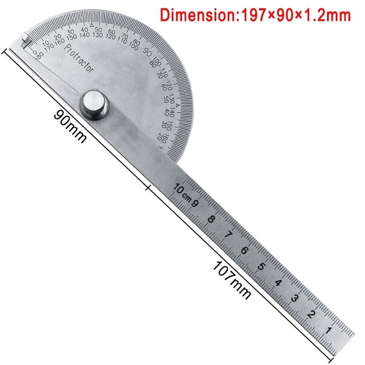 180 Degree Adjustable Protractor Stainless Steel Gauge Round Head Caliper Measuring Ruler for Woodworking Engineering Drawing