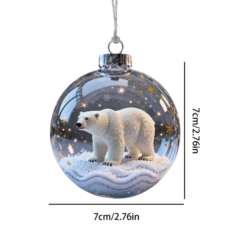 Christmas Wildlife Wonders Ball Ornament 3D Transparent Animal Ball Christmas Decoration Hangable Christmas Tree Ornament