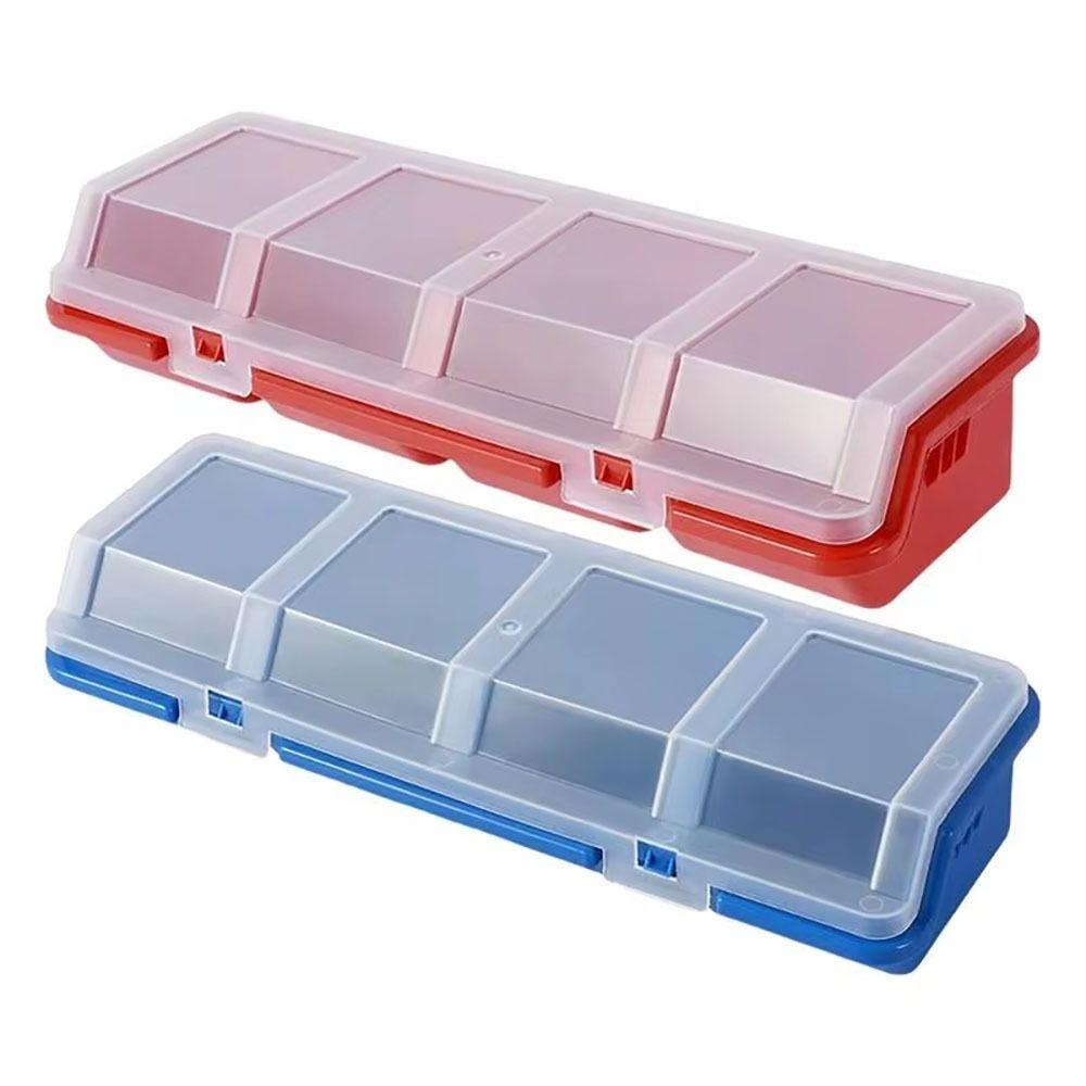 1Pcs Durable 4 Compartments Parts Storage Box with Lid Display Screw Organizer Box Plastic Blue Red Tool Part Container Bin