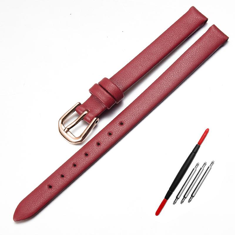 Genuine Leather Watch Bracelet Womens Fashion Watchband Wristwatches Mini Band 6mm 8mm 10mm 12mm Red White Color Small Strap