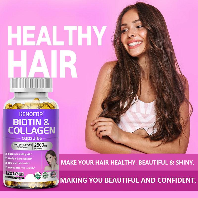 Biotin Kollagen Nahrungsergänzungsmittel, Mit L-Glutathion, 120 Weichkapseln Pro Flasche