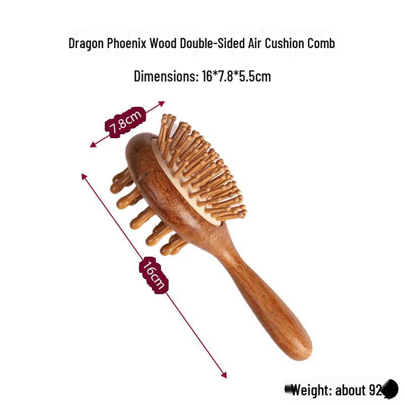  Pettine Massaggiante con Cuscinetto d'Aria in Sandalo Dorato - Pettine Retrò in Legno Massiccio per Capelli Lunghi da Donna