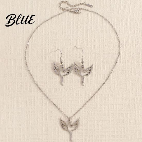 Hypoallergenic Necklace Phoenix And Earring Set for Women Stainless Steel