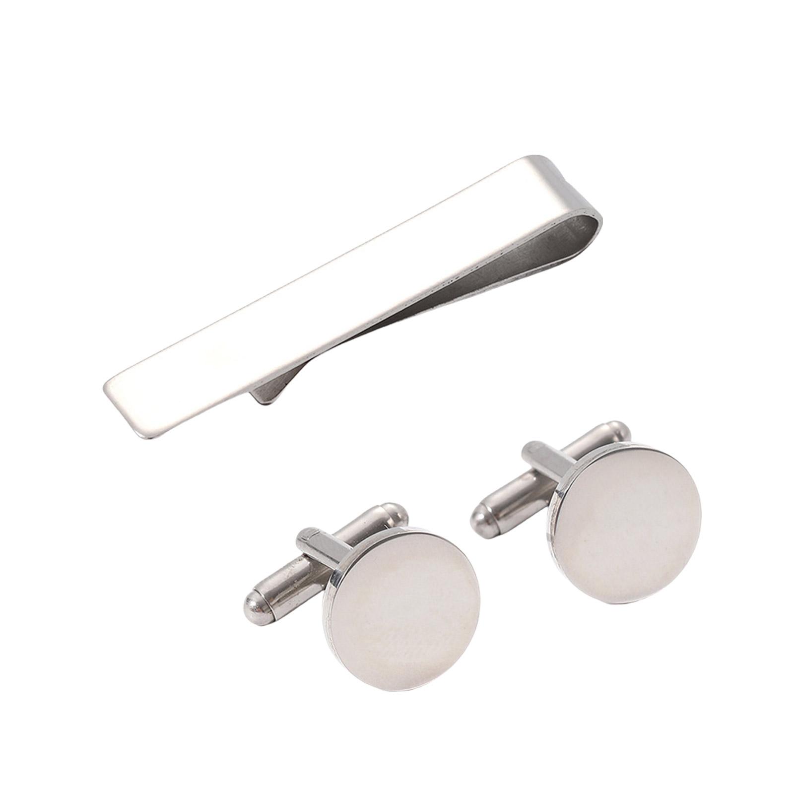 

Стильный мужской зажим для галстука и запонки для бизнеса, профессиональный набор из нержавеющей стали с элегантным дизайном серебряный