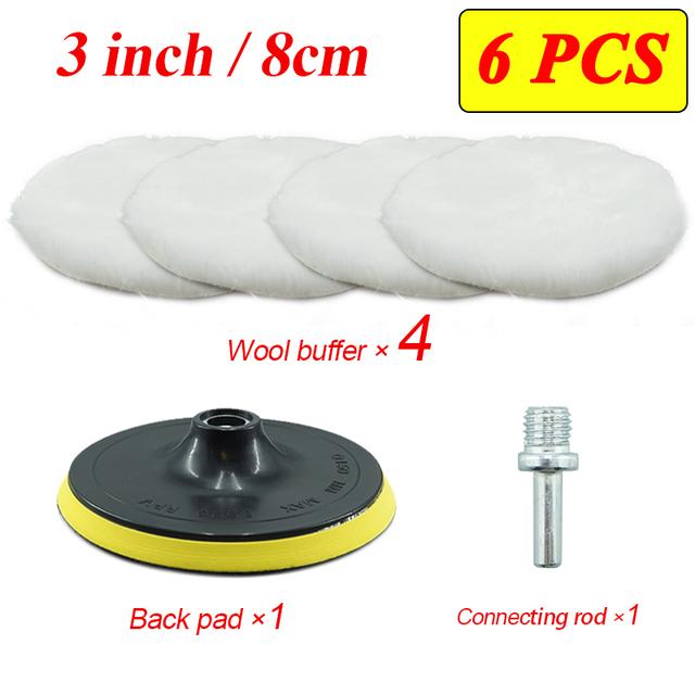 6PCS 3/4/5/6/7 inch Polishing Kit Polishing Pad Car Waxing Sponge Disk Wool Wheel Auto Paint Care Polisher Pads Car Gadget